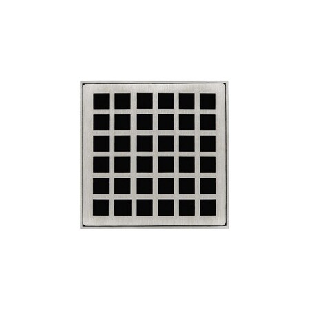Infinity Drain 4"x4"Strainer W/Sq Pattern DecPlate and 2"Throat-SatinStainless -QD 4 Q_4_SS